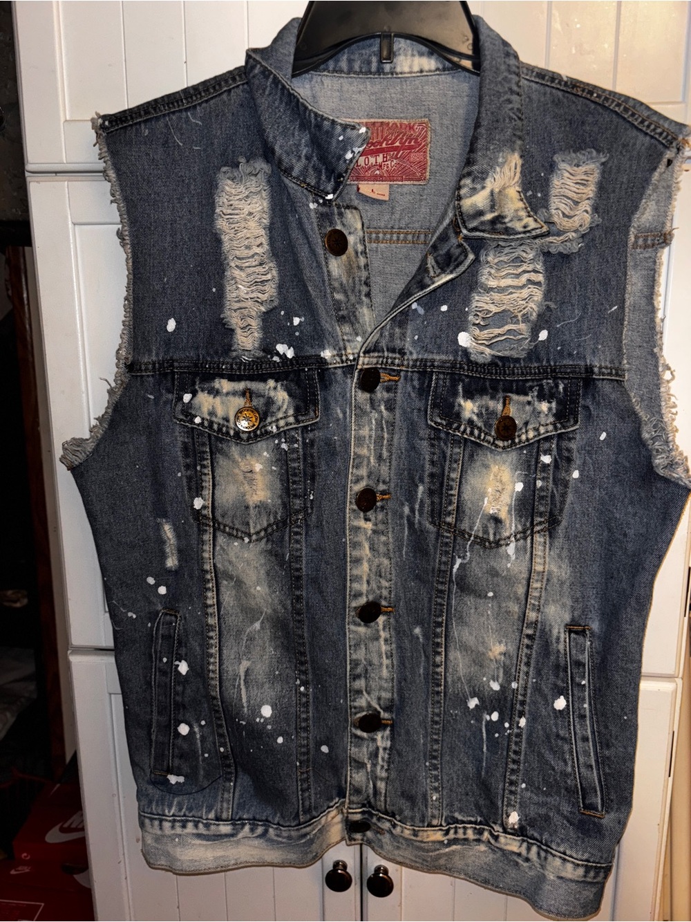 Brooklyn Clothing UNIQUE Distressed Large Jean vest PTP:22 length:26